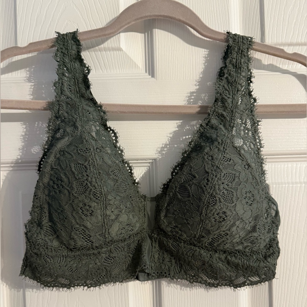 Aerie Lace Bralette in Forest Green